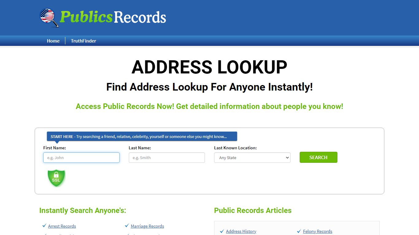 Find Address Lookup For Anyone Instantly! - publicsrecords.com